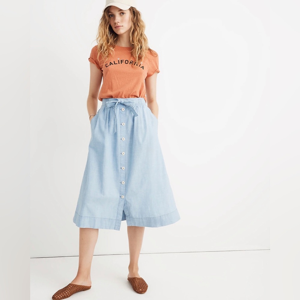 Madewell Chambray Midi Skirt